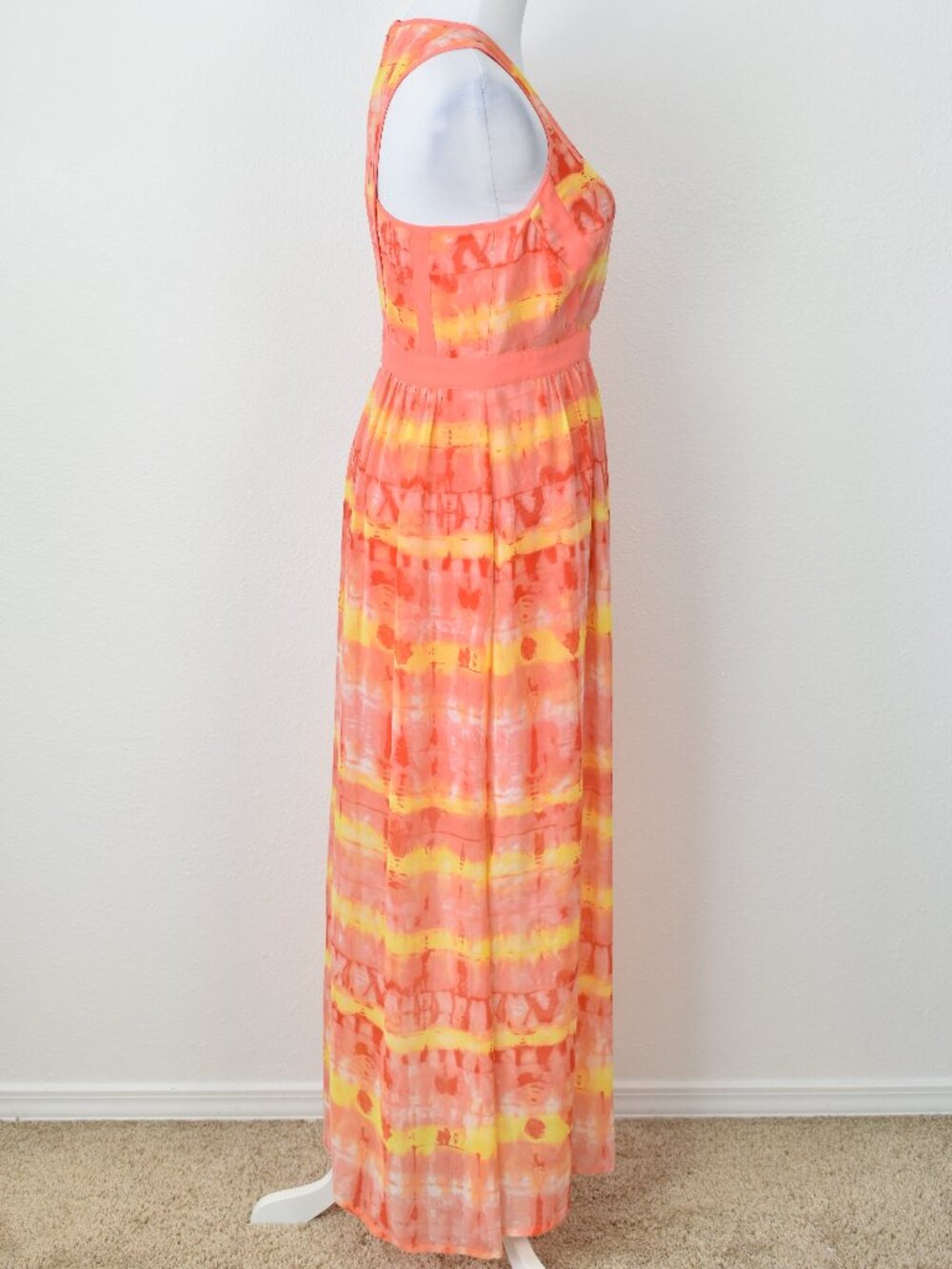Calvin Klein Chiffon Tie Dye Stripe Maxi Dress - 6 - Picture 7 of 10